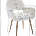 KCC Furry Desk Chair, Mid-Century Modern Accent Comfy Armchair with Faux Fur for Teen Girls, Wood Look Metal Legs Living Dining Room, Home Vanity Makeup Office No Wheel, White.