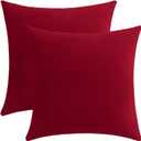 Jeneoo Comfy Soft Velvet Throw Pillow Cases for Sofa Couch, Decorative Solid Square Cushion Covers for Bedroom Car (Santa Red, 16 x 16 Inches, 2 Pieces)
