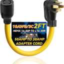 NEMA 14-50P to L14-30R Generator Adapter with 2FT Extension Cord, 50 Amp 4-Plug Male Plug to 30 Amp 4-Plug Female Plug for for RV campgrounds, Household Appliances(Yellow)