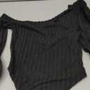 SweatyRocks Women's One Shoulder High Cut Long Sleeve Skinny Bodysuit Leotard Tops (Black, Small)