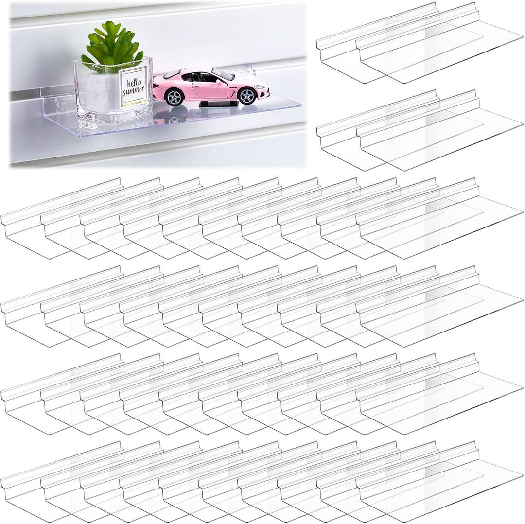 Maitys Hanging Slatwall Shelves Accessories Clear Slatwall Wire Shelf Shoe Shelves for Wall Retail Display Home Shoe Stores Boutiques Supplies, 4.5 x 10 Inches(45 Pcs)
