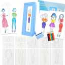 Kids Fashion Design Drawing Kit, 15 Double-Sided Rubbing Plates, Texture Art Set with Crayons, Colored Pencils, Paper & Frame, Creative Art for Girls & Boys Ages 5+, Travel Art Supplies, Birthday Gift