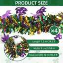 100 Feet Mardi Gras Tinsel Garland Gold Green Purple Garland Mardi Gras Christmas Tree Tinsel Garland Metallic Twisted Hanging Garland for Mardi Gras Oktoberfest Birthday Party Decoration, B
