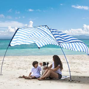 Beach Wind Shade Canopy, Shade Sun Shelter Tent for Beach, Backyard, Grassland, Park, Light Weight, Easy Set Up, 78 Sq. Ft. of Shade for 1-3 People, Lite Regatta Stripe