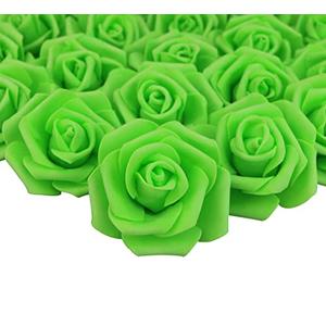 Lightingsky 3 x 1.6 x 3 inches 100pcs DIY Real Touch 3D Artificial Foam Rose Head Without Stem for Wedding Party Home Decoration (Green)