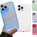 Vibrant LED Bowknot Phone Case, Built-in LED Phone Case, Incoming Call Flash Light Up Phone Case for iPhone 13/14/15/16/17 Pro/Plus/Pro Max (Pink, iPhone 15 pro)