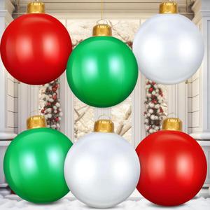 6 Pcs 24 Inch Inflatable Christmas Ornaments Oversized Hanging Christmas Balls Outdoor Christmas Decorations for Xmas Lawn Yard Porch Indoor Decor