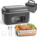 Heated Lunch Box, 24000mAh Battery Powered Electric Lunch Box for Adults, 5-Side Fast Heating with Scheduled Heating & Keep Warm, 5.5 Cups Cordless Portable Food Warmer, SUS304 Tray, for Office Truck