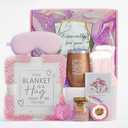 Acecreate Birthday Gifts for Women Self Care Gifts Get Well Soon Gifts, Rose Relaxing Spa Gifts Basket Care Package with Luxury Flannel Blanket, Unique Mothers Day Gifts Idea for Mom Pink