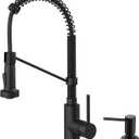 KRAUS Bolden 18-Inch Single Handle Commercial Style Pull-Down Kitchen Faucet with Soap Dispenser in Matte Black, KPF-1610MB-KSD-43MB