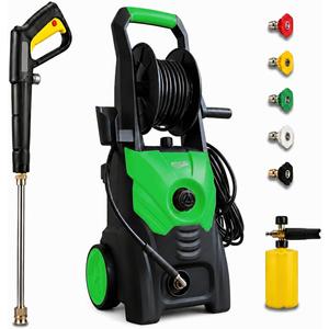 2600 PSI Max Electric Pressure Washer, Hose Reel, Green