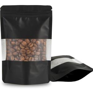 100 Pieces Resealable Mylar Bags, Stand Up Smell Proof Bags with Matte Window, Zipper Lock Foil Pouch Packaging (Black, 3.5 X 5.1 Inch)