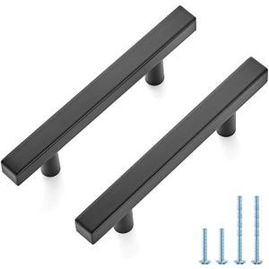 JOY DECOR 20 Pack 3 Inch Matte Black Square Cabinet Handles Stainless Steel Cabinet Hardware Pulls for Kitchen and Drawers with 5 Inch Overall Length