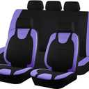9PCS Car Seat Covers Full Set, Polyester Washable Vehicle 5-Seats Protectors with Headrest Cover, Comfortable Automobile Seat Interior Protection, Universal for Sedan Truck SUV (Purple)