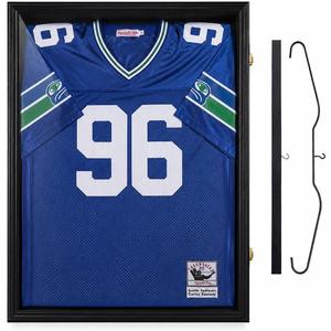 Black Jersey Frame Display Case Lockable Shadow Box with UV Acrylic