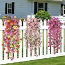 Artificial Hanging Flowers for Outdoors, UV Resistant 2 Bundles Fake Silk Flowers for Outside, Realistic Faux Plants for Hanging Baskets, Planters - Porch, Patio, Yard Decor