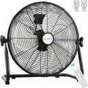 18" Industrial Floor Fan with Remote, High Velocity Heavy Duty Fan, 4200 CFM, 1-2-4 Hour Timer, 3 Speeds, 360 Tilt, Wall-Mounting System Included, for Home, Gym, Office, Garage