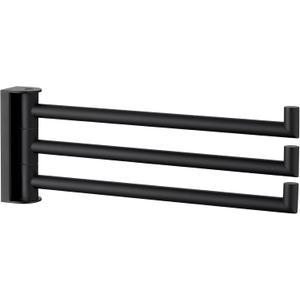 Angle Simple Swivel Hand Towel Holder, SUS 304 Stainless Steel Foldable 3 Towel Bars for Bathroom, Matte Black