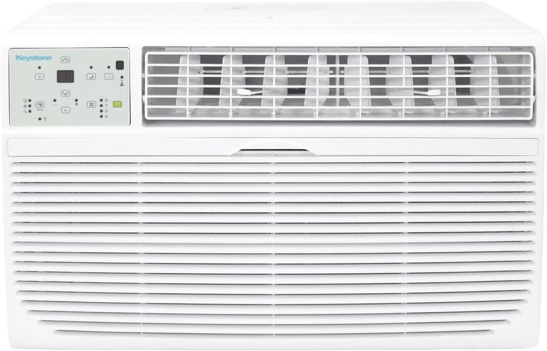 Keystone 10,000 BTU Through the Wall Air Conditioner and Dehumidifier, 230V, Through the Wall AC Unit for Bedroom, Bathroom, Nursery, Small-Medium Sized Rooms up to 450 Sq.Ft., Quiet, High Efficiency