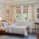 jinchan Small Window Curtains 45 Inch Linen Floral Curtain Set for Kitchen Bathroom Cafe Curtains Light Filtering Window Treatment Farmhouse Cottage core Back Tab Drapes 2 Panels Taupe on Beige