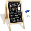 Ilyapa Wooden A-Frame Sign with Eraser & Chalk - 40 x 20 Inches Magnetic Sidewalk Chalkboard DIY Menu Display for Restaurant, Business Or Wedding