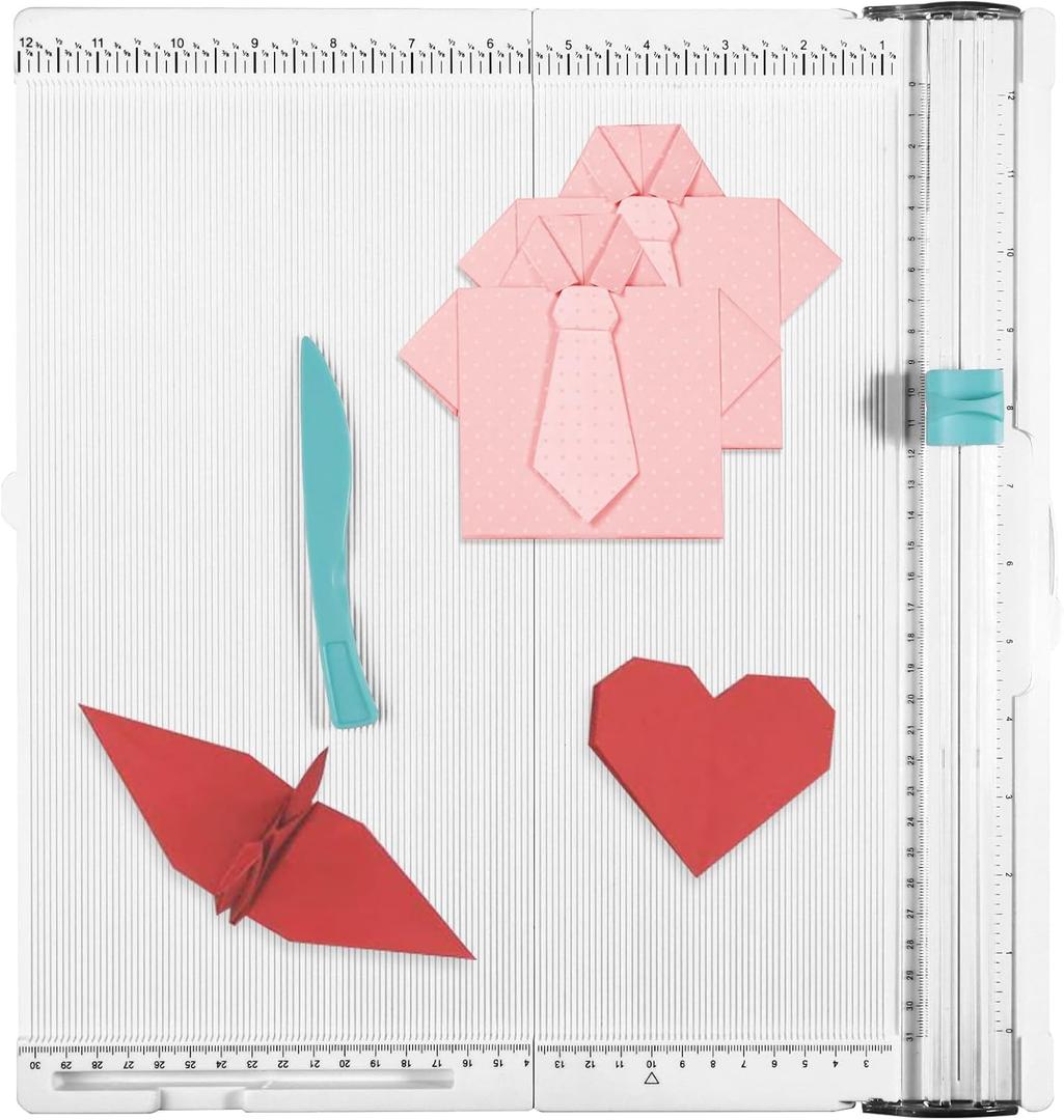 Scoring Board Paper Trimmer, Includes 12x12 Inch Folding Scoring Board, Scoring Tool with Paper Folding, for Make Scrapbook, Cards, Envelope, Coupons and Photo