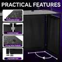 RDCMKL Portable DJ Booth Table Stand with 2-Height Adjustable Top Board, All-Iron Heavy Duty DJ Facade for Events, Includes 8 Scrims, Travel Bag, and 4 Leveling Legs, 54x27x45 Inches