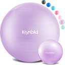 kisnbld Exercise Ball, Extra Thick Yoga Ball for Workout Pregnancy Stability, 4 Sizes Anti-Burst Balance Ball with Foot Pump - Heavy Duty Fitness Ball Chair for Office, Home & Gym (L,(23-26in,58-65cm), Cream Purple)