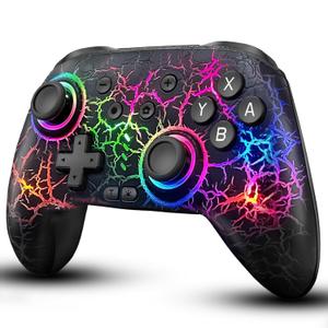 ZRZLMVP Switch Controller Wireless for Nintendo Switch/OLED/Lite/Switch 2, 1000mAh Rechargeable Pro Controllers with 9 Colors LED Light, Switch Remote Control Gamepad with Turbo, Vibration,6 Axis Gyro (Black)