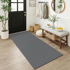 KOZYFLY 3x6 Washable Runner Rug, Non Slip Wide Runners for Hallway, Woven Large Entryway Runners, Braided Floor Carpet Runner for Entry, Kitchen, Bedside, Hall, Grey/Dark Grey