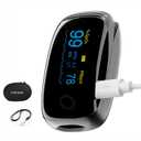 Rechargeable Pulse Oximeter Fingertip Oxygen Monitor Fingertip with SpO2 Pulse Rate and PI RR OLED Precision Fast Oximeter SpO2 Reading Outdoor Sports Home (Black)