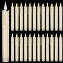 Baquler 24 Pcs 7.5 Inch Ivory Flameless Taper Candles Electric Fake Candle Sticks Battery Operated Flickering LED Candlestick Window Plastic Candle for Wedding Halloween Christmas Decor(No Battery)
