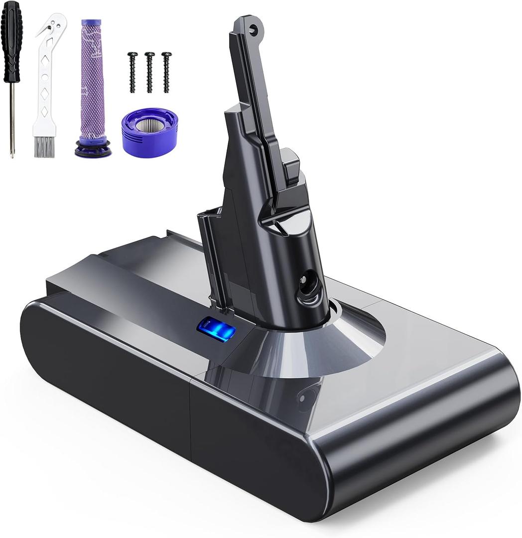 8000mAh Replacement Battery for Dyson V8 Battery Compatible with Dyson V8 Vacuum Cleaner Series (2*Filter)