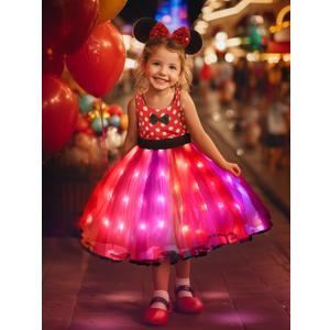 Mouse Costume for Girls Toddler Dress Up Red Mouse Costume for Baby Girl Birthday Dress with Headband (1 Years)