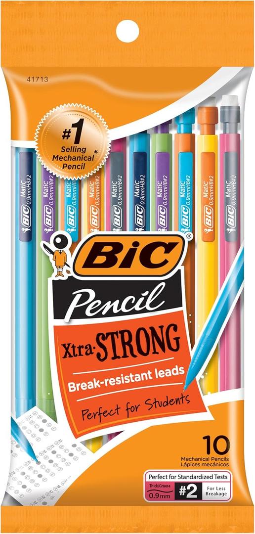 BIC Xtra-Strong Mechanical Pencil, Colorful Barrel, Thick Point (0.9mm), 10-Count BIC Xtra-Strong Mechanical Pencil, Colorful Barrel, Thick Point (0.9mm), 10-Count