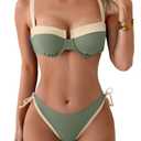 Eomenie Bikini Set for Women Underwire Push Up Two Piece Bathing Suit Color Block Swimsuit Swimwear (XL)