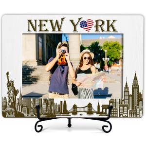 New York Gifts Picture Frame, New York Tourist Attractions Photo Frame With Stand, Wedding Anniversary Vacation Gifts For Friend Family Couple, Picture Frame Tabletop Decor - Fits 4x6 Inches Photo07