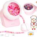 Myartype Clay Bead Spinner and Seed Bead Spinner, 2-in-1 Electric Bead Spinner for Jewelry Making, Bracelet Spinner and Necklace Making Machine with Needles and Thread (Pink), (Beads Not Included)