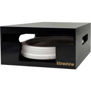 Libreshine 8-10 Inch Black Paper Plate Holder Dispenser, Stackable Bamboo Organizer for Disposable Plates, Bowls & Air Fryer Liners, Space-Saving Cabinet/Countertop Storage for Kitchen, Pantry, Camper