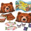 Melissa & Doug Yellowstone National Park Grizzly Bear Games and Pretend Play Set with Plush Bear Heads and Paw Gloves, Kids Animal Activity for Preschoolers, Pretend Play Active Games for Ages 3+