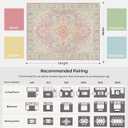 Kokia 8x10 Washable Area Rugs Blossom Pink with Vintage Orient Design Soft Rug for Living Room or Bedroom Non-Slip Low Pile Stain Resistance Features Distressed Medallion Pattern