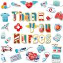 48Pcs Nurse Cutouts for Bulletin Board Decorations, Red and Blue Medical RN Cut Outs Healthcare Workers Nurses Paper Cutouts for Students Doctor Hospital Nursing School Graduation Party Supplies