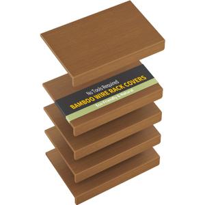 Bamboo Wire Shelf Covers for 24" x 12" Racks, Snap-On Modular Removable Wire Rack Cover for Pantry & Kitchen, Set of 5, Walnut