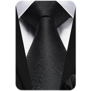 HISDERN Ties for Men Solid Houndstooth Neckties Handkerchief Formal Business Tie & Pocket Square Set Wedding Party