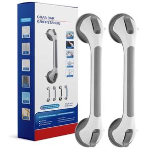 TAILINK Grab Bars for Bathtubs and Showers 2 Pack Shower Handle, Heavy Duty Suction Grab Bar Bath Handrails for Seniors and Elderly, Bathroom Safety Grip No Drilling Waterproof Removable, Grey