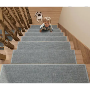 Stair Treads Carpet for Wooden Steps with Non Slip Rubber Backing, 100% Polyester Soft Stairs Resistant Indoor Skid Runner Safety Rugs for Kids Elders and Pets (4,Gray 30" * 8")