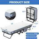 75" x 31" Folding Bed with Mattress, Portable Guest Beds with 5" Memory Foam Mattress, Foldable Sturdy Metal Frame Single Bed with Wheels, Rollaway Bed for Bedroom, Office, Space-Saving