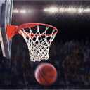 Glow in The Dark Basketball Net, Solar-Powered LED Lighted Nylon Basketball Hoop Net with Remote Control, Waterproof, Multi-Mode Lighting for Nighttime Outdoor Basketball, Kids & Adults (white)