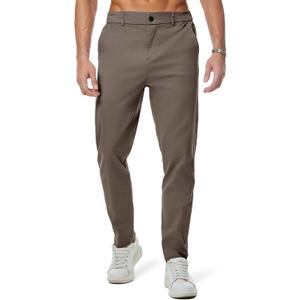 JMIERR Men's Stretch Chino Pants Business Casual Elastic Waist Travel Essentials Pant Slim Fit Tapered Cotton Twill Work Athletic Golf Dress Trousers, XL, Greyish Brown