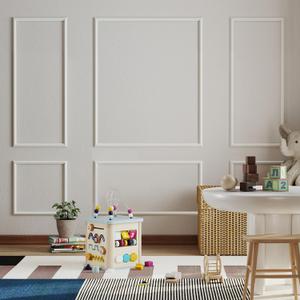 JBER Peel and Stick Wall Molding Kit of 6 pcs, Pre-Cut Wall Molding Ready-to-Assemble Wainscoting Panels, 3D Wall Trim Molding for Interior Wall Dcor Living Room Bedroom Accent Wall, 3 Top 3 Bottom, 78 x 24 in+78 x 48 in